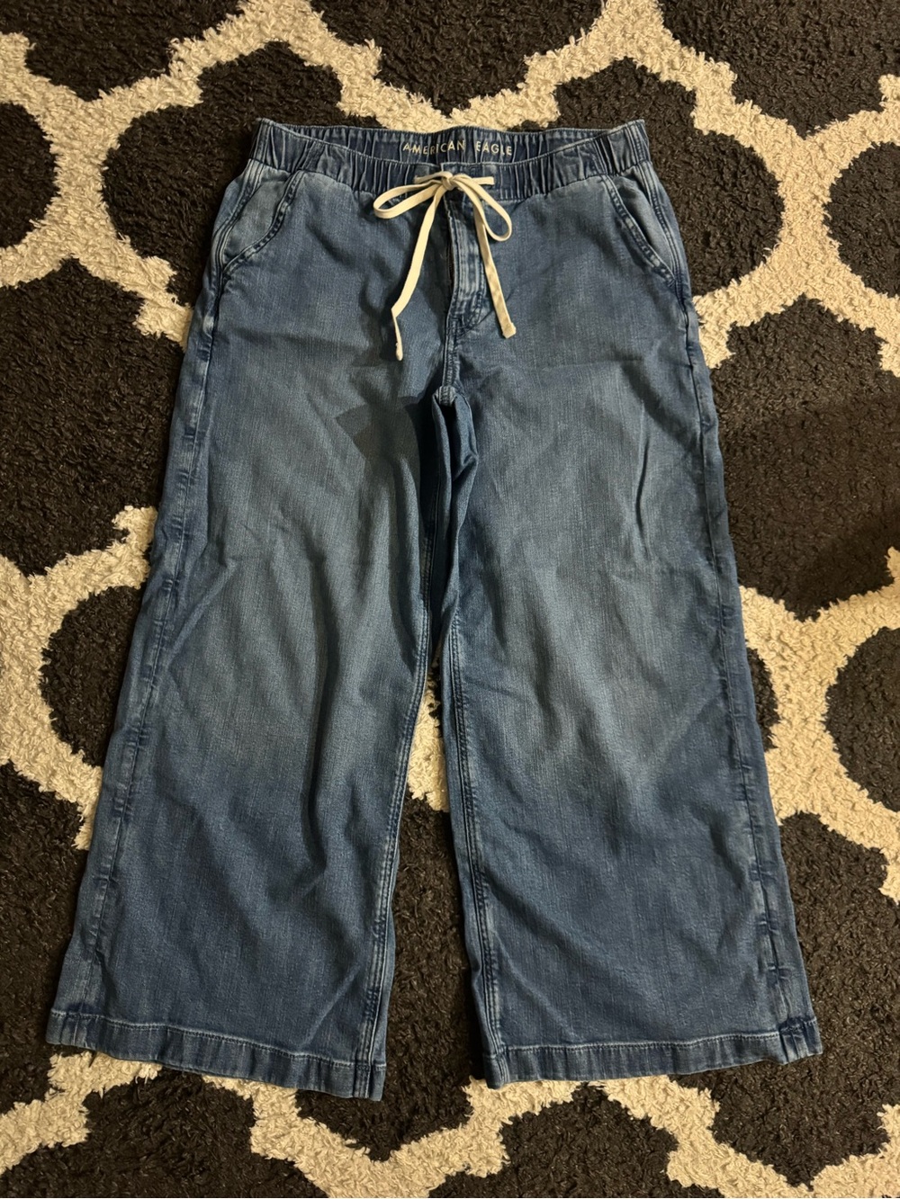 American Eagle Outfitters Medium Blue Denim Drawstring Jeans